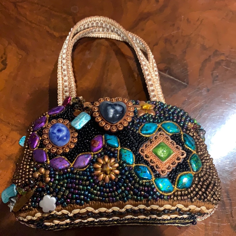 Gem colored beaded evening purse